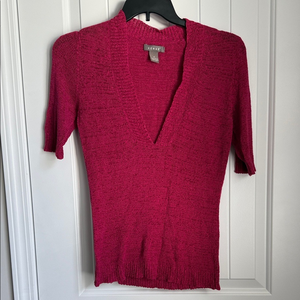 Kenar V-Neck Sweater in Deep Pink